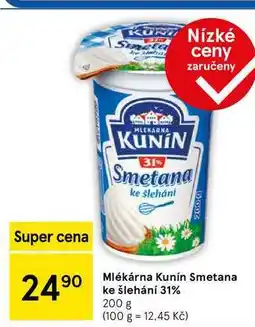 Tesco Mlékárna Kunín Smetana ke šlehání 31%, 200 g nabídka