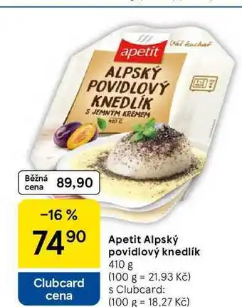 Tesco Apetit Alpský povidlový knedlík, 410 g nabídka
