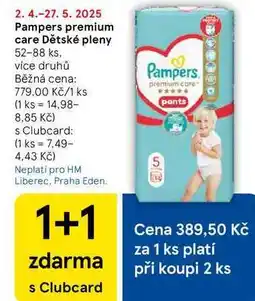 Tesco Pampers premium care Dětské pleny, 52-88 ks nabídka