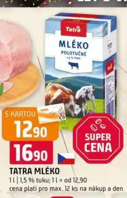 Terno Tatra Mléko polotučné 1,5% tuku 1l nabídka