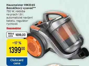Tesco Hausmeister HM2045 Bezsáčkový vysavač, 750 W, nádoba na prach 1.8 l nabídka