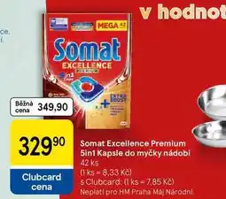 Tesco Somat Excellence Premium 5in1 Kapsle do myčky nádobí, 42 ks nabídka