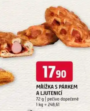 Terno Mřížka s párkem a ljutenicí 72 g pečivo dopečené nabídka