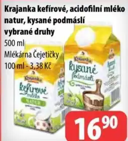 Partner Maloobchodní síť Krajanka kefírové, acidofilní mléko natur, kysané podmáslí nabídka