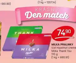 Flop MILKA PRALINKY ILM Hazelnut creme Milka Thank You 110 g nabídka