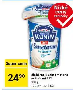 Tesco Mlékárna Kunín Smetana ke šlehání 31% nabídka
