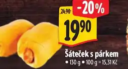 Albert Šáteček s párkem nabídka