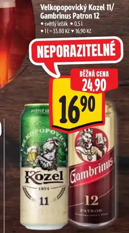 Albert Velkopopovický Kozel 11/ Gambrinus Patron 12 nabídka