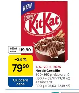 Tesco Nestlé Cereálie nabídka