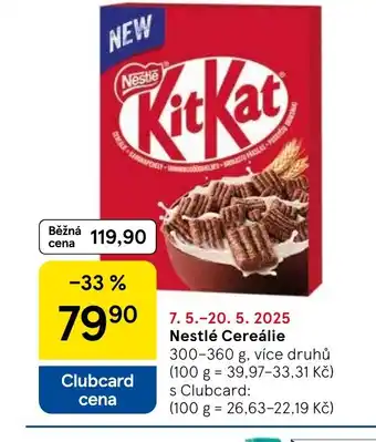 Tesco Nestlé Cereálie nabídka
