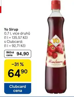 Tesco YO Sirup nabídka