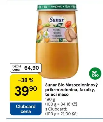 Tesco Sunar Bio Masozeleninový příkrm zelenina, fazolky, telecí maso nabídka