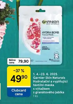 Tesco GARNIER Skin Naturals Hydratační a vyplňující textilní maska nabídka