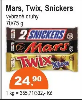 COOP DISKONT Mars, Twix, Snickers nabídka