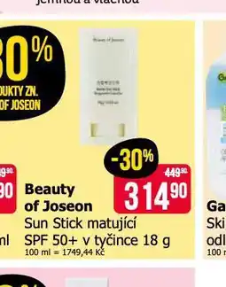 Teta Beauty of joseon sun stick matující nabídka