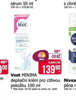 Teta Veet minima depilační krém pro citlivou pokožku nabídka
