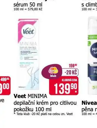 Teta Veet minima depilační krém pro citlivou pokožku nabídka