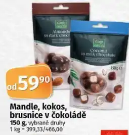 COOP TIP Mandle, kokos, brusnice v čokoládě nabídka