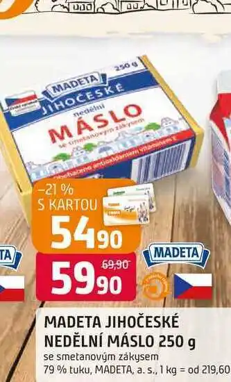 Trefa MADETA MADETA JIHOČESKÉ NEDĚLNÍ MÁSLO 250 g se smetanovým zȧkysem 79% tuku nabídka