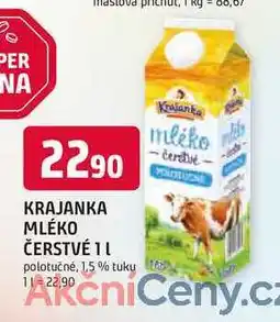 Trefa KRAJANKA MLÉKO ČERSTVÉ 1 L polotučné, 1,5 % tuku nabídka