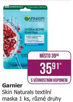 Teta Garnier Skin Naturals textilní maska 1 ks, různé druhy nabídka