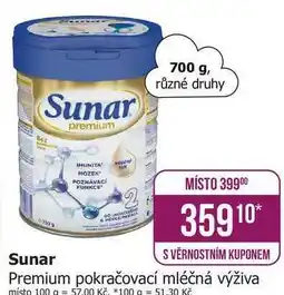 Teta Sunar Premium pokračovací mléčná výživa 700g nabídka