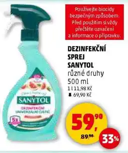 Penny Market DEZINFEKČNÍ SPREJ SANYTOL nabídka