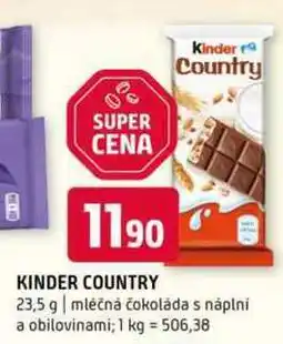 Terno Kinder Country 23,5 g mléčná čokoláda s náplní a obilovinami nabídka