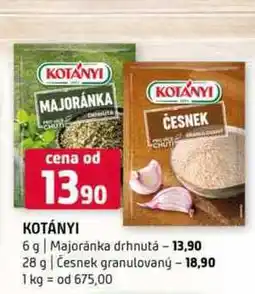 Terno Kotányi 6 g Majoránka drhnutá 28 g Česnek granulovaný nabídka