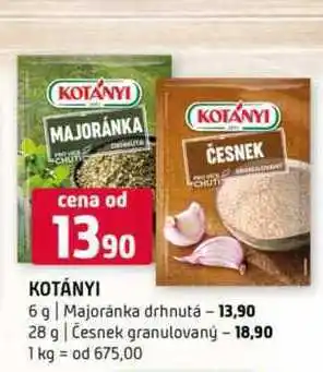 Terno Kotányi 6 g Majoránka drhnutá 28 g Česnek granulovaný nabídka