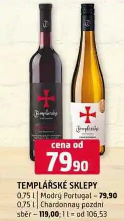 Terno Templářské sklepy 0,75l Chardonnay pozdni sběr nabídka