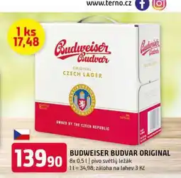 Terno Budweiser Budvar B:Original Pivo světlý ležák 8x0,5l nabídka
