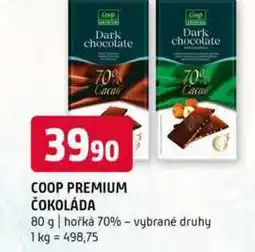Terno Coop premium čokoláda 80 g hořká 70% vybrané druhy nabídka
