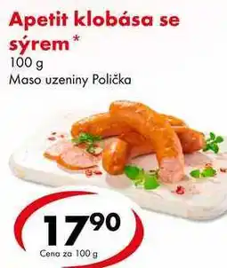 CBA Apetit klobása se sýrem, 100 g nabídka