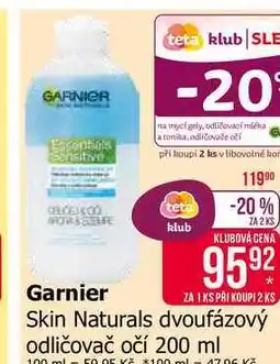 Teta Garnier Skin Naturals dvoufázový odličovač očí 200 ml nabídka
