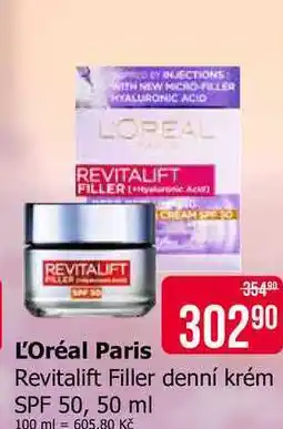 Teta L'Oréal Paris Revitalift Filler denní krém SPF 50, 50 ml nabídka
