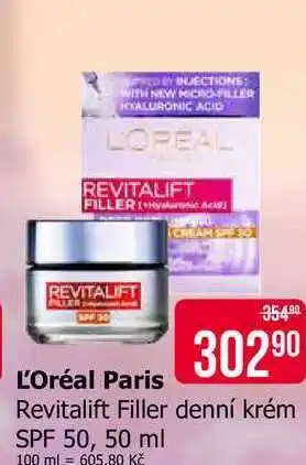 Teta L'Oréal Paris Revitalift Filler denní krém SPF 50, 50 ml nabídka