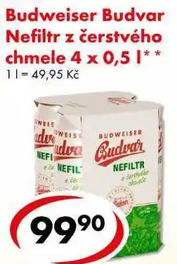 CBA Budweiser Budvar Nefiltr z čerstvého chmele, 4x 0,5 l nabídka