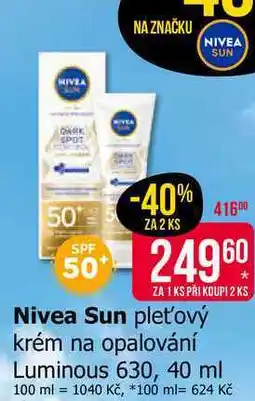 Teta Nivea Sun pleťový krém na opalování Luminous 630, 40 ml nabídka