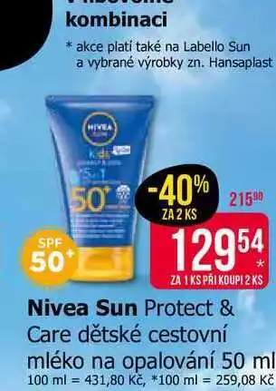 Teta Nivea Sun Protect & Care dětské cestovní mléko na opalování 50 ml nabídka