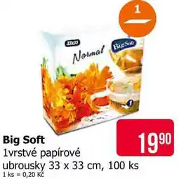 Teta Big Soft 1vrstvé papírové ubrousky 33 x 33 cm, 100 ks nabídka