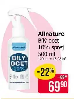 Teta Allnature Bílý ocet 10% sprej 500 ml nabídka