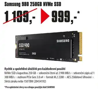COMFOR Samsung 980 250GB NVMe SSD nabídka