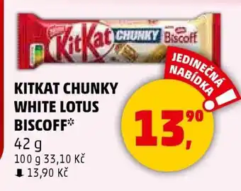 Penny Market KITKAT CHUNKY WHITE LOTUS BISCOFF nabídka