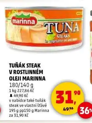 Penny Market TUŇÁK STEAK V ROSTLINNÉM OLEJI MARINNA nabídka