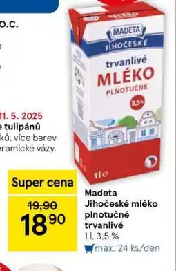 Tesco Madeta Jihočeské mléko plnotučné trvanlivé nabídka