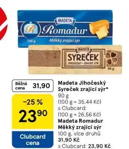 Tesco Madeta Jihočeský Syreček zrající sýr nabídka