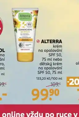 Rossmann Alterra krém na opalování nabídka