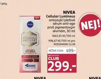 Rossmann Nivea cellular sérum nabídka