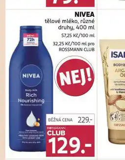 Rossmann Nivea tělové mléko nabídka
